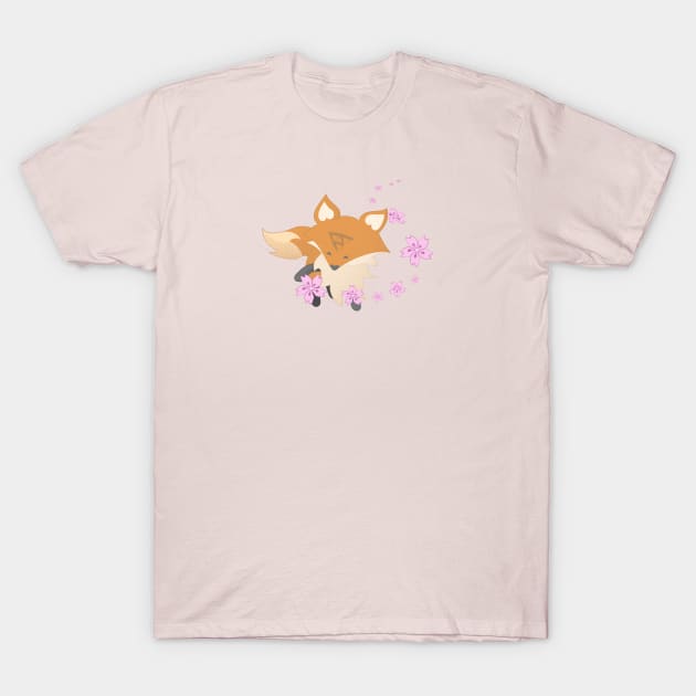 Sakura Fox Pink T-Shirt by Myanko